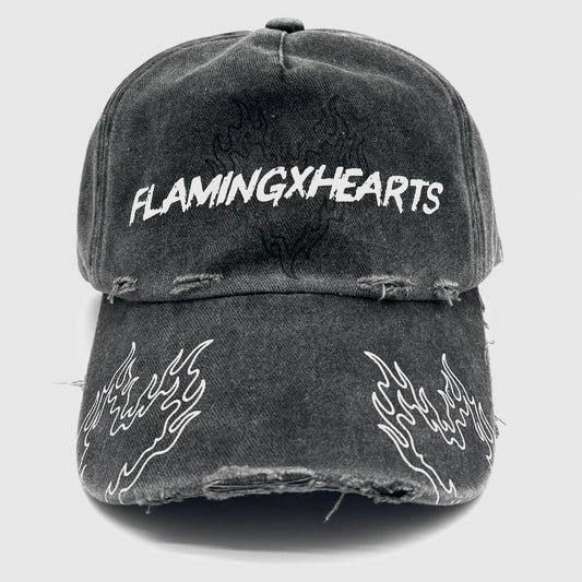 FLMXHRT CAP (FADED BLACK WASH)