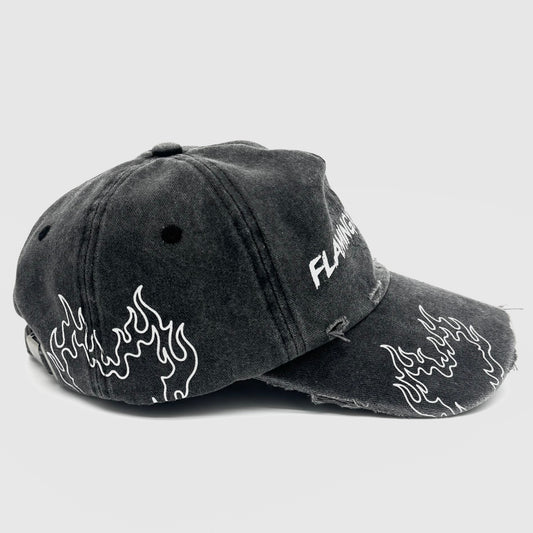 FLMXHRT CAP (FADED BLACK WASH)