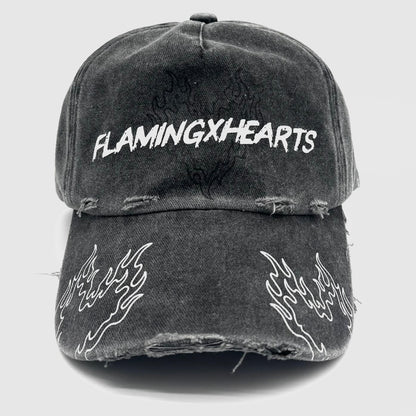 FLMXHRT CAP (FADED BLACK WASH)
